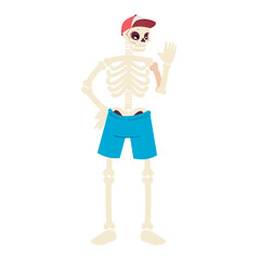 skeleton with cap and shorts