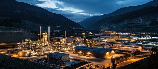 Obraz premium Industrial Complex in Mountain Valley