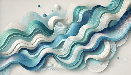 Fototapeta premium 抽象的な青と白の波状パターン背景