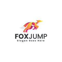 Vector Logo Illustration Fox Gradient Colorful Style