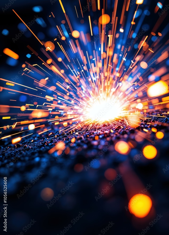 Poster fiery sparks & energy: a macro display of motion and light trails