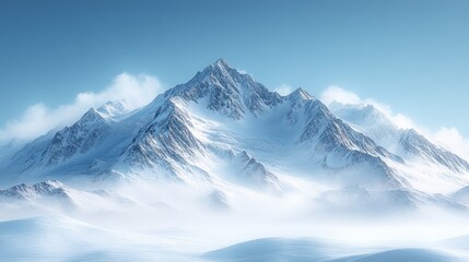 Obraz premium Majestic snow-capped mountains under a clear blue sky.