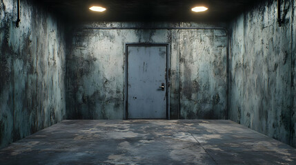 Obraz premium Grunge Concrete Room with Door 3D Illustration
