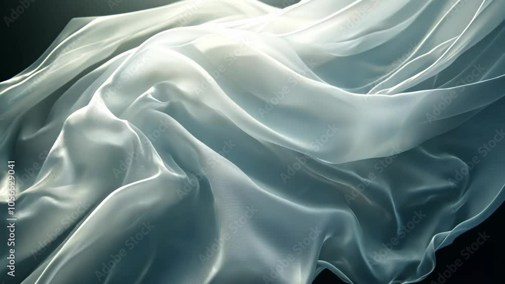 Poster a light, sheer fabric billows gently in the studio, creating a beautiful abstract pattern