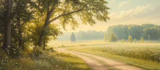 Fototapeta premium Sunrise Meadow Path