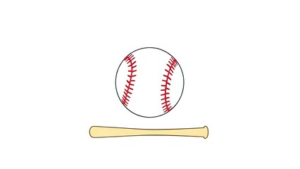Baseball and Bat Icon on White Background