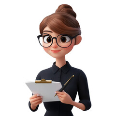 a businesswoman holding cardboard.