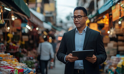 Fototapeta premium Dynamic Business and Investment Scenes: Entrepreneurs Navigating Markets in Modern, Natural, and Luxury Environments