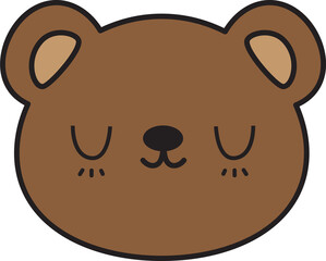 Handdrawn Cute Cartoon Bear Sleeping Face Illustration, Cute Teddy Bear Close Eye