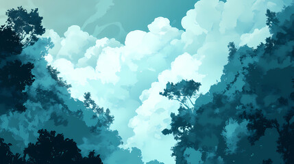 The deeper the sky with clounds. creative banner. copyspace image. Cloud Forest. Illustration