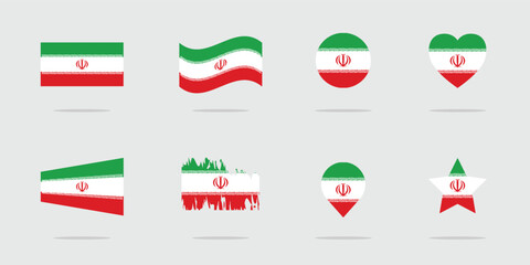 Flag of Iran. Iran flag vector icon set.