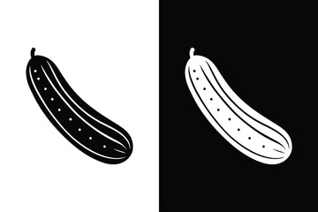Versatile Cucumber Icon. Minimalist Design on Black and White Background
