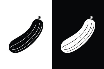 Contemporary Cucumber Vegetable Icon. Simple Silhouette for Graphic Use