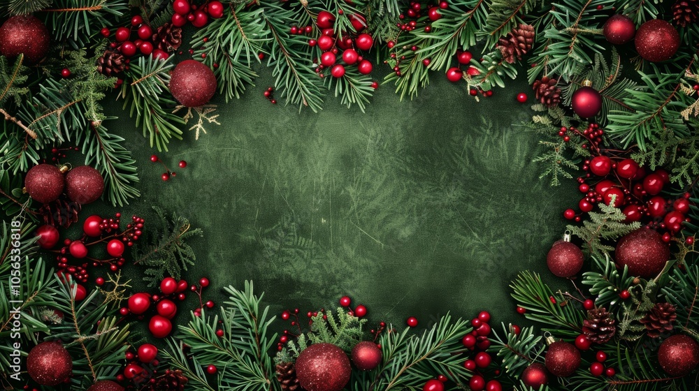 Poster decorative christmas backdrop with a large copy space for adding promotional content.