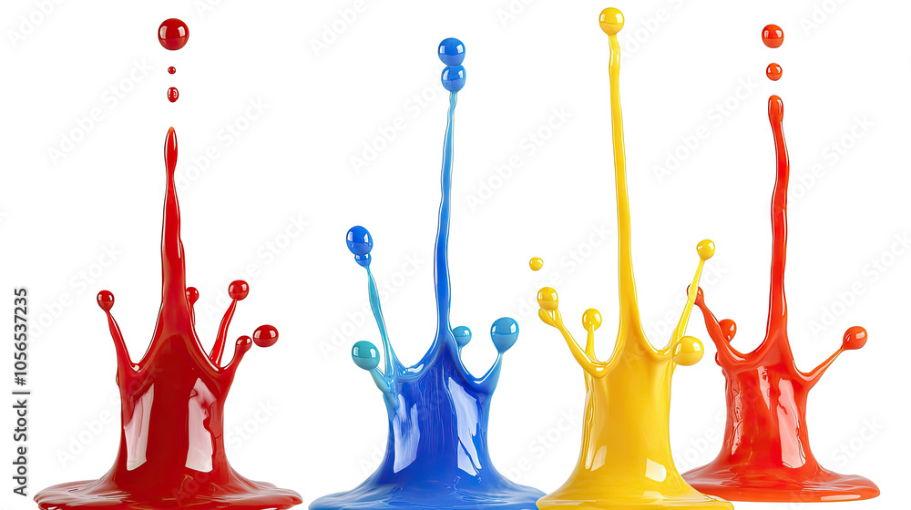 Poster colorful splashes and drops creating an artistic display on a backdrop generative ai