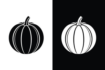 Classic Pumpkin Icon with Reflection. Versatile Black and White Design