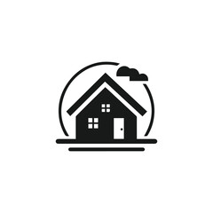 Abstract real estate logo icon vector design. Rent, sale of real estate vector logo, House cleaning, home security, real estate auction. Real estate design element.