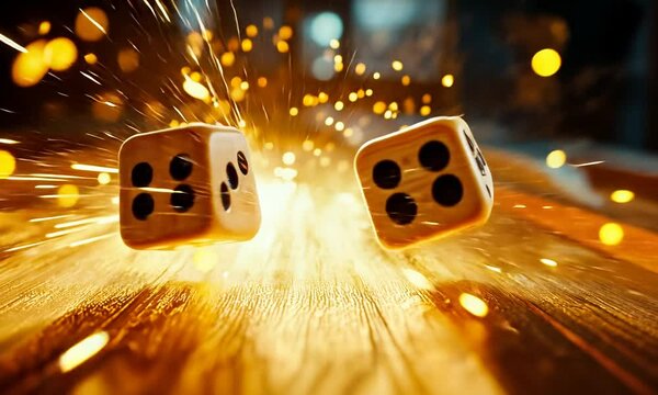 Dices Rolling with Sparkling Trails