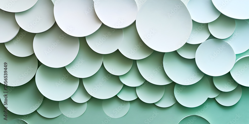 Poster aqua circles abstract: overlapping circles in shades of seafoam green and white create a calming and