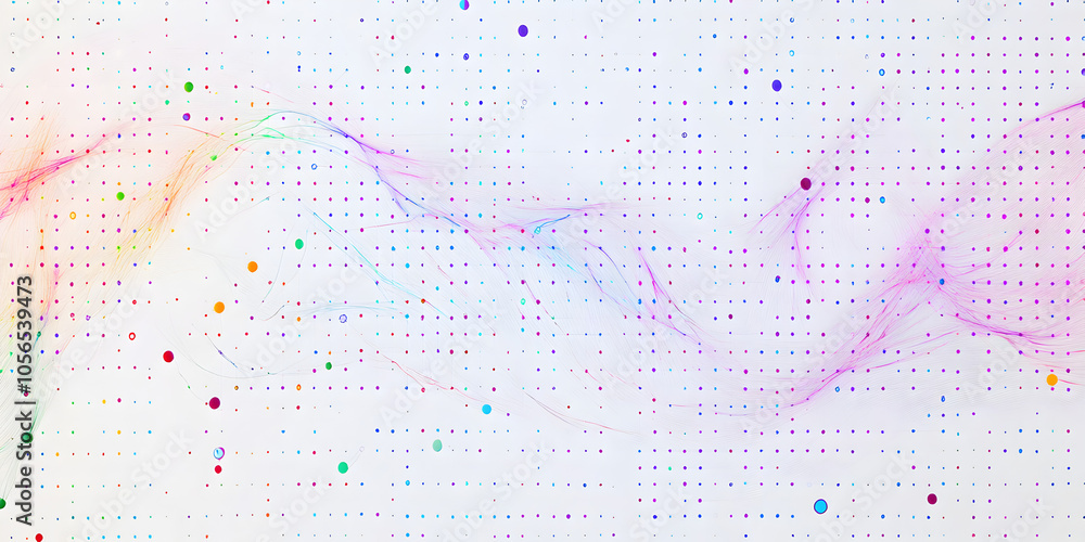 Poster rainbow data stream: abstract digital art featuring a vibrant, colorful data stream flowing across a