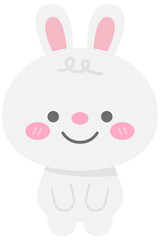 Kids Hand Drawn Cute white fluffy rabbit