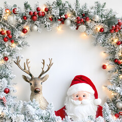 Joyful Christmas and New Year Collection: Santa, Festive Animals, Whimsical Decorations, Cozy Holiday Scenes, and Playful Winter Elements on White Background