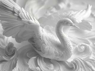 Obraz premium White Swan Sculpture: A Minimalist Masterpiece