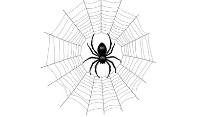Obraz premium Black-and-white spider web illustration, intricate and detailed