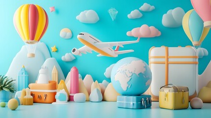 Traveling background, 3d illustration. 