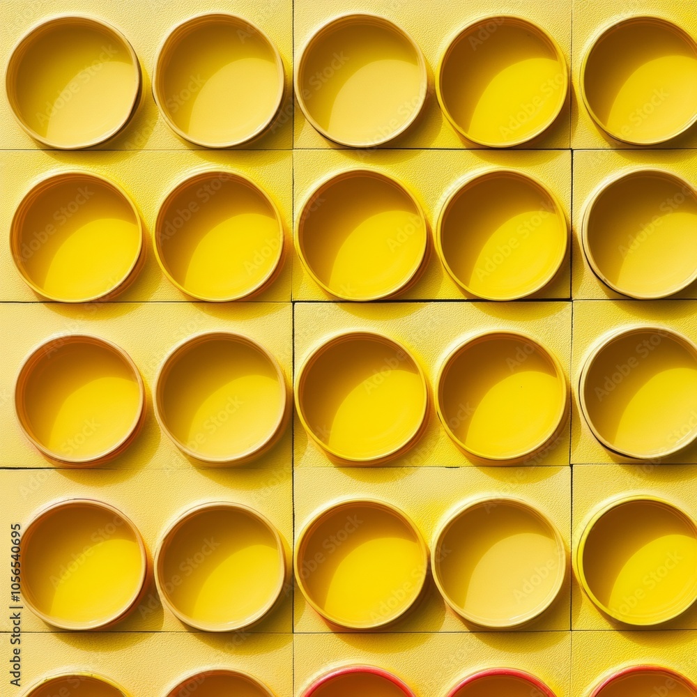 Aufkleber aerial view of bright yellow cups forming a geometric symmetrical pattern