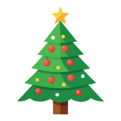 Fototapeta premium christmas tree vector illustration, Beautifully decorated christmas tree on white background, decorated christmas tree