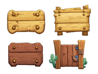Fototapeta premium Rustic Wooden Signs on Transparent Background