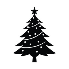 Obraz premium christmas tree vector illustration, Beautifully decorated christmas tree on white background, decorated christmas tree