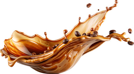 coffee liquid flow splash isolated