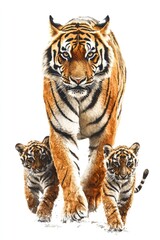 Fototapeta premium Mother Tiger with Cubs