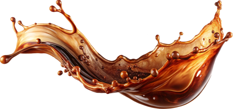 coffee liquid flow splash isolated