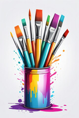 paint brushes and cans