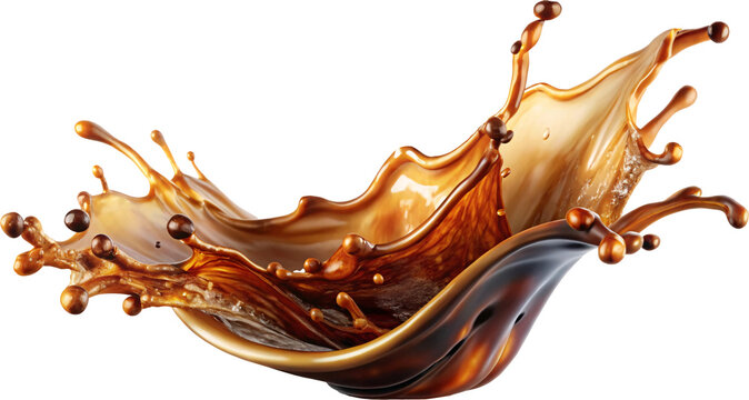 coffee liquid flow splash isolated