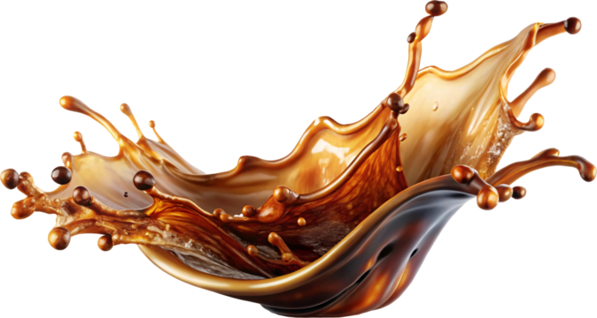 coffee liquid flow splash isolated