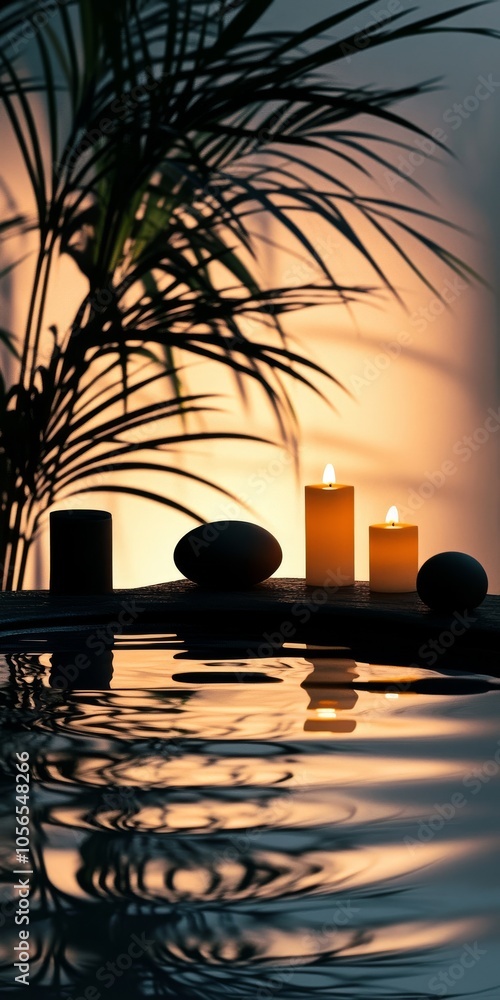 Poster silhouette of a calming spa environment with soothing elements.
