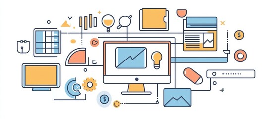 Fototapeta premium Icon symbolizing modern marketing automation tools, designed for efficiency.