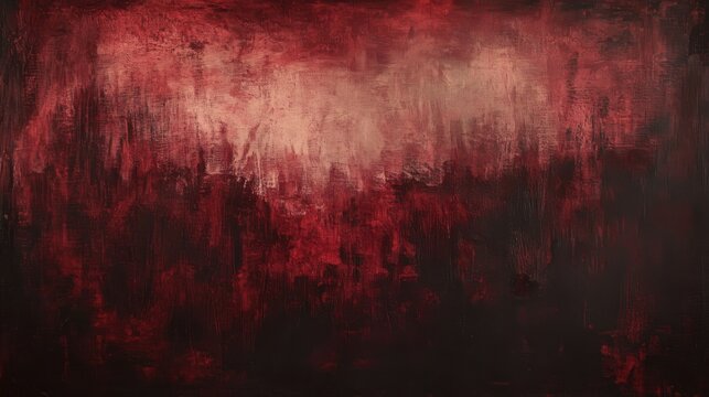 This captivating abstract oil painting features bold brushstrokes in deep reds and blacks, creating a haunting atmosphere. The rich textures evoke mystery and drama, inviting endless interpretation.
