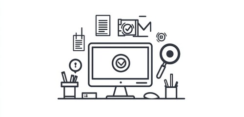 Modern line design for information help desks, focusing on clean graphics for user assistance.