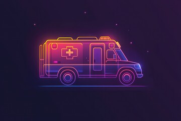 Minimalist ambulance icon in line style, suitable for emergency service representations.