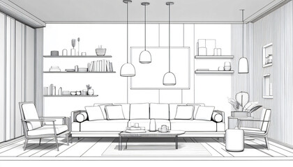 Fototapeta premium Minimalist and unique interior design in the house