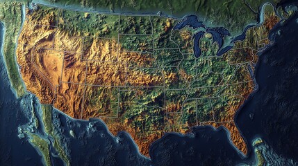 Individual state borders are visible, creating divisions within the map.