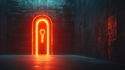The keyhole glows with a pulsing light, suggesting activity, such as verifying credentials or encryption status.