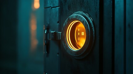 The keyhole glows with a pulsing light, suggesting activity, such as verifying credentials or encryption status.