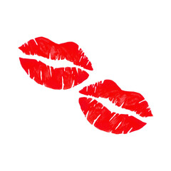 two lips red color valentine's day composition watercolor illustration isolated on white background base for tableware design textile printing