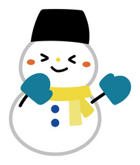 笑顔のかわいい雪だるまのイラスト